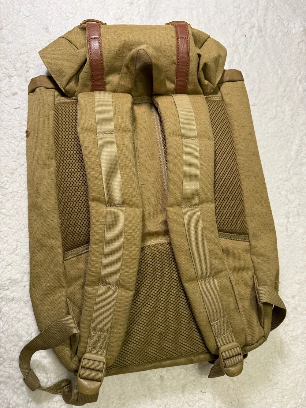 Herschel Supply Company Tan Canvas Backpack with Brown Straps